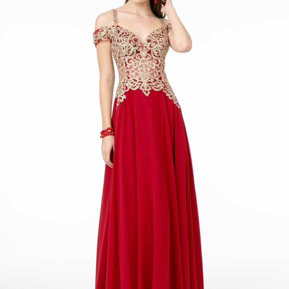 Off Shoulder Sequined Bodice Dress GSGL2998